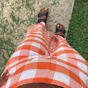 Orange and white flare pants